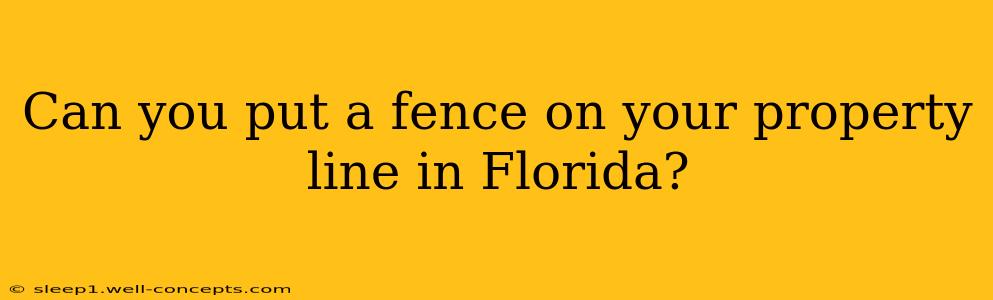 Can you put a fence on your property line in Florida?