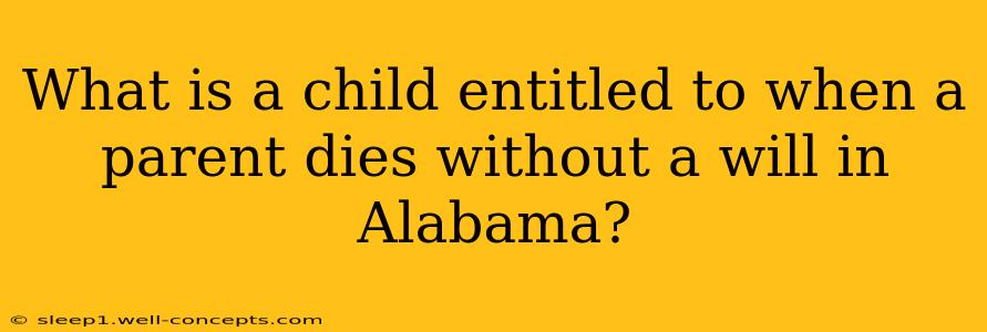 What is a child entitled to when a parent dies without a will in Alabama?