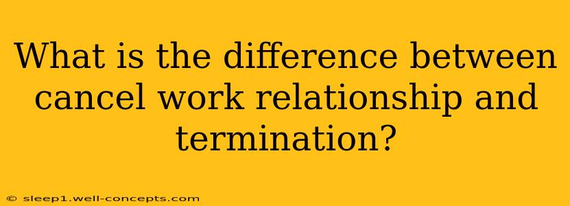 What is the difference between cancel work relationship and termination?