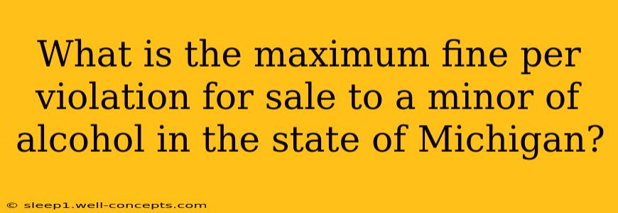 What is the maximum fine per violation for sale to a minor of alcohol in the state of Michigan?