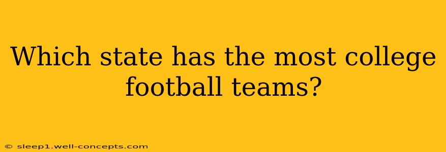 Which state has the most college football teams?